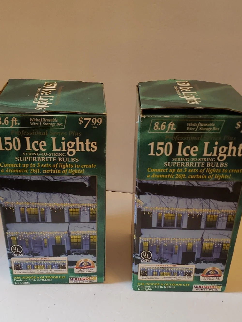 150 Ice Lights Indoor Outdoor Multi-Color Vintage 1990s Christmas Lights Decor 2